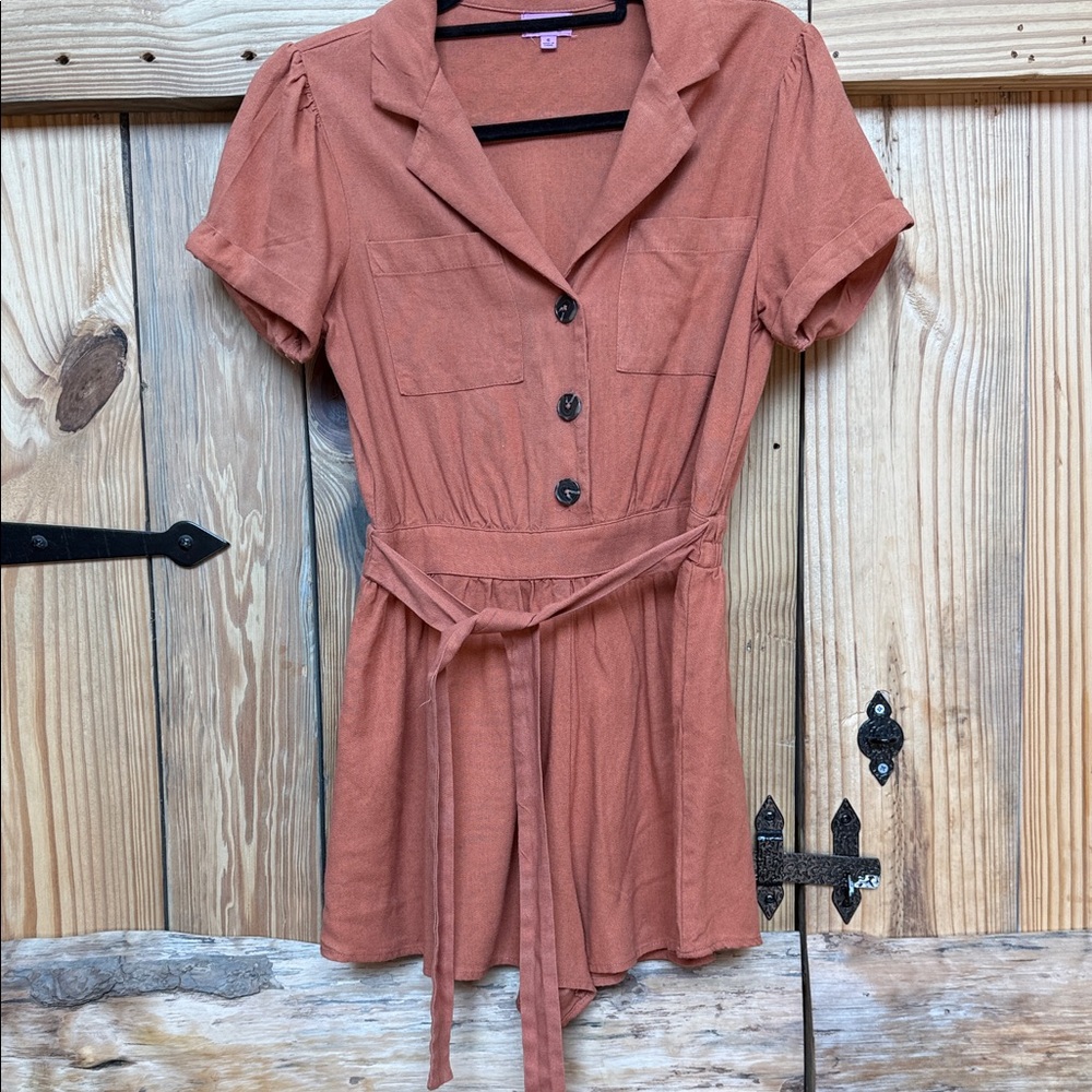 Miami Terracotta Button-Up Romper